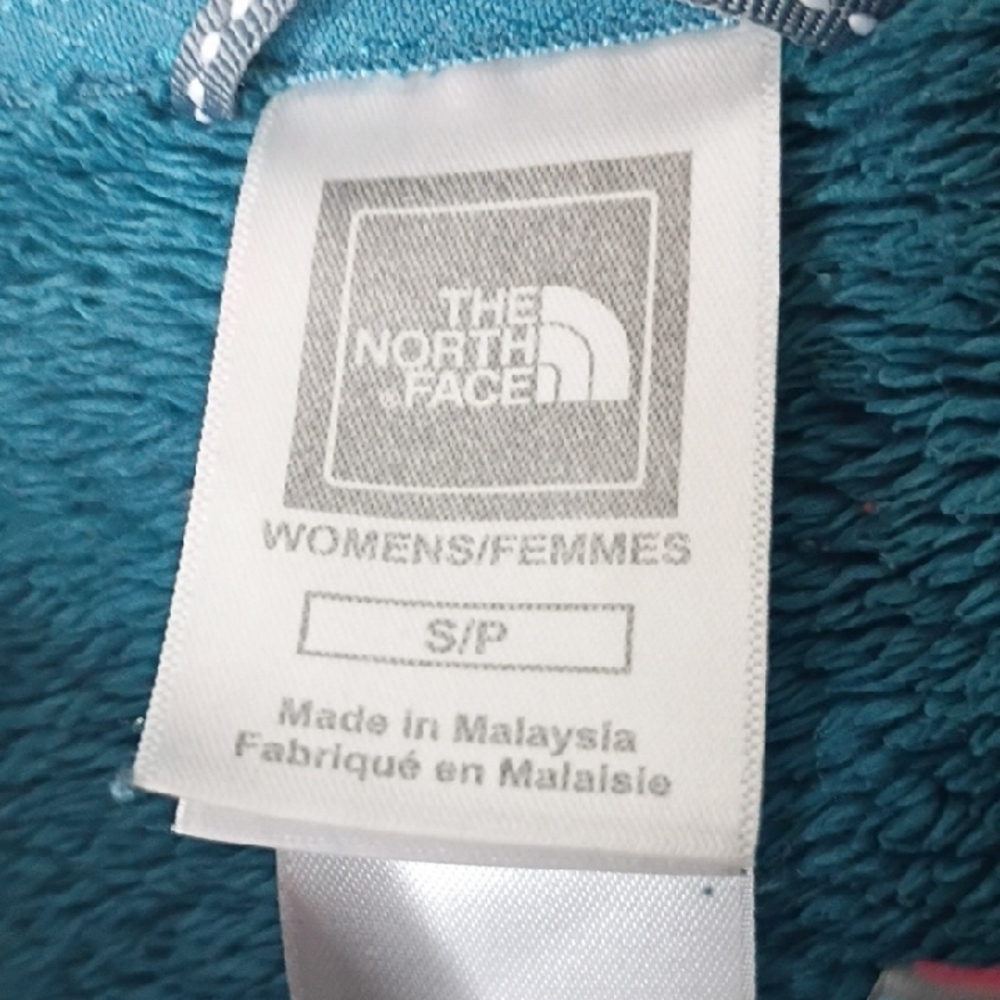 The North Face Jacket Womens small quarter-zip furry fleece pullover jacket teal - Picture 2 of 8